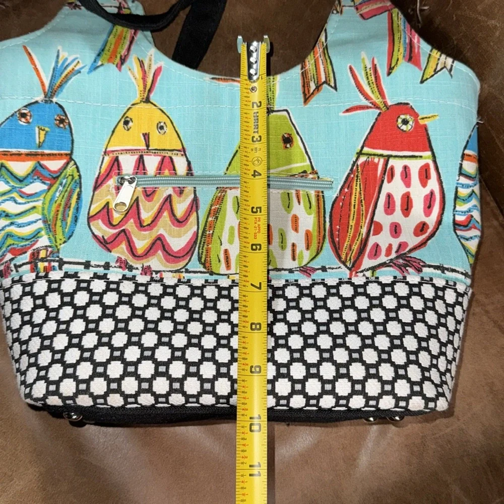 Berkshire Bags Sorrento Zip Top Multi-Pocket Artistic Fabric Footed Tote Bag - Picture 8 of 12